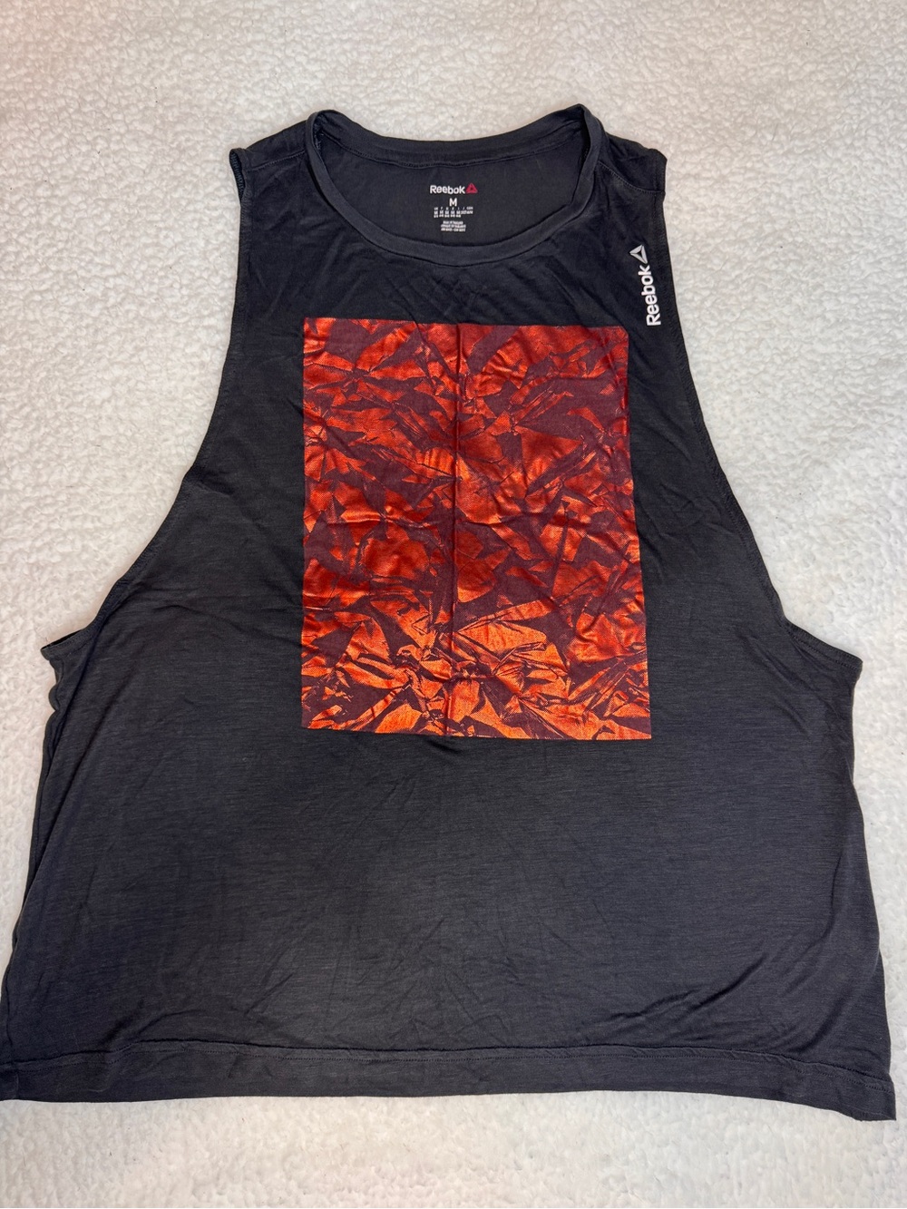 Reebok Muscle Tank with Red Metallic Graphic